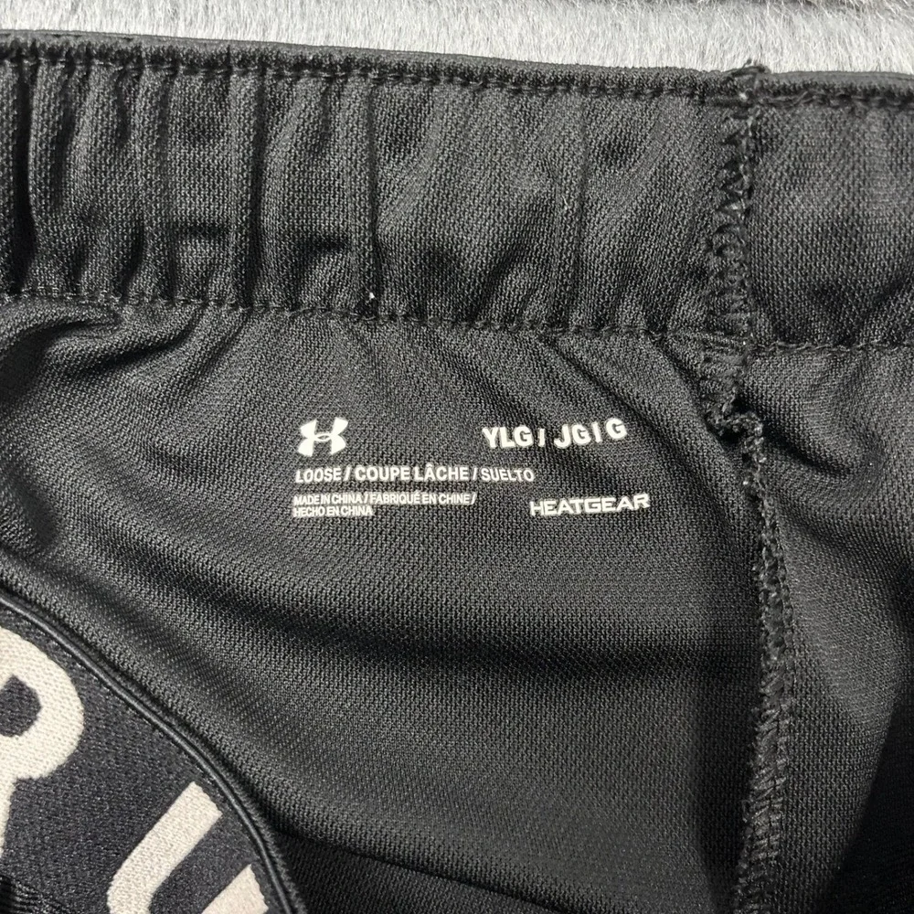 Under Armour Girls Black White HeatGear Athletic Shorts Youth Large YLG Loose